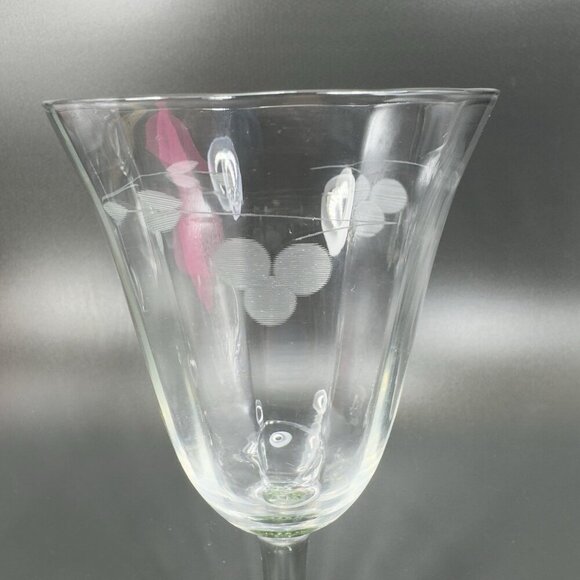 Vintage Uranium Stem Single Goblet Barware Drinking Cup Etched Top Glassware VTG - Picture 8 of 9